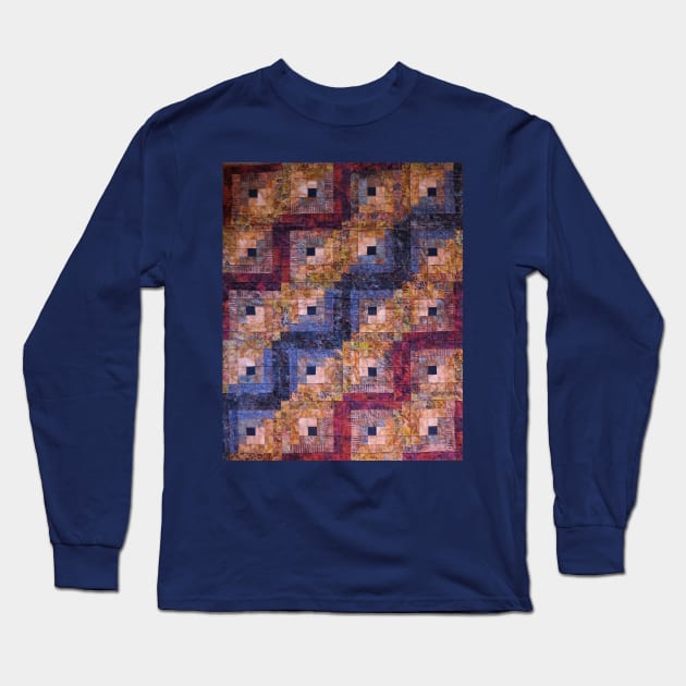 "Autumn Leaves" Log Cabin Quilt Long Sleeve T-Shirt by JeanGregoryEvans1